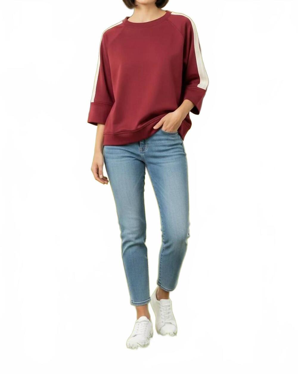 NEW SHE + SKY women's half sleeve scuba knit top in blue